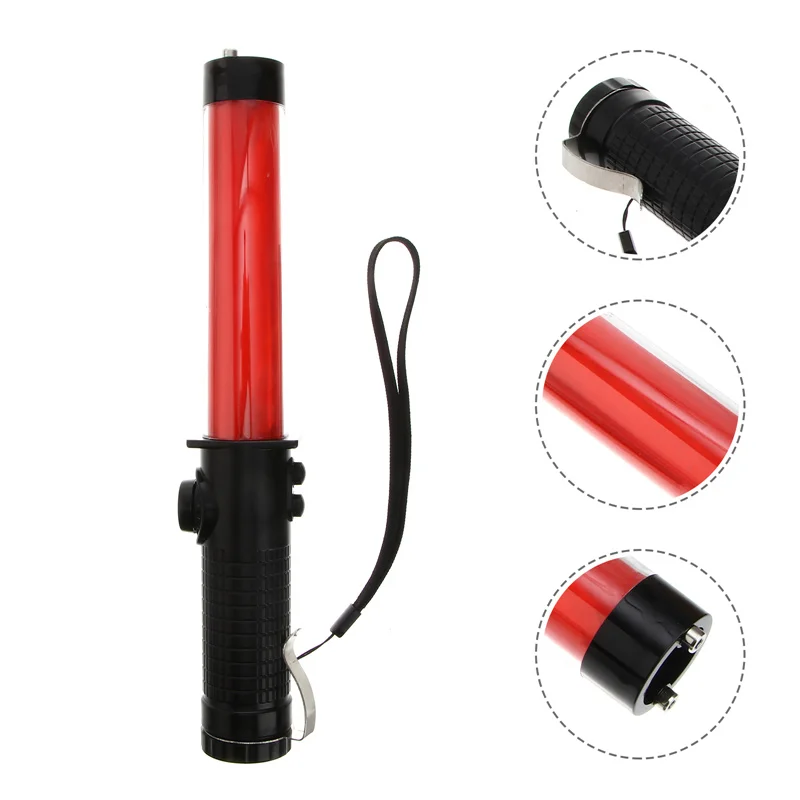 Verkehrs befehls licht Stick mit elektronischer Pfeife rot blau Burst Flash LED Licht emittierende Signal Stick Handwarn licht