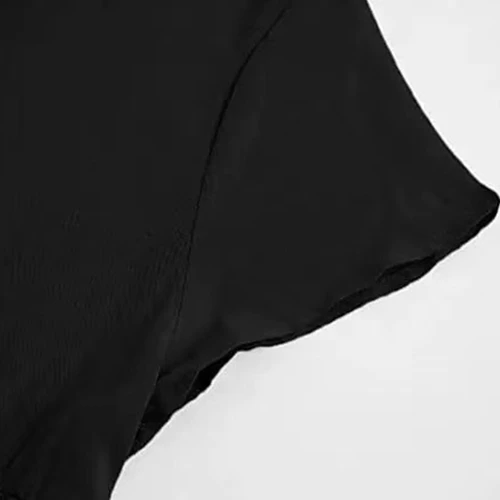 Imagen 2 del producto Minivestido Sexy de manga corta con cuello en V para mujer, Túnica Swing, plisado, de Color sólido, con dobladillo y volantes, corte en A, informal, suelto, envío directo