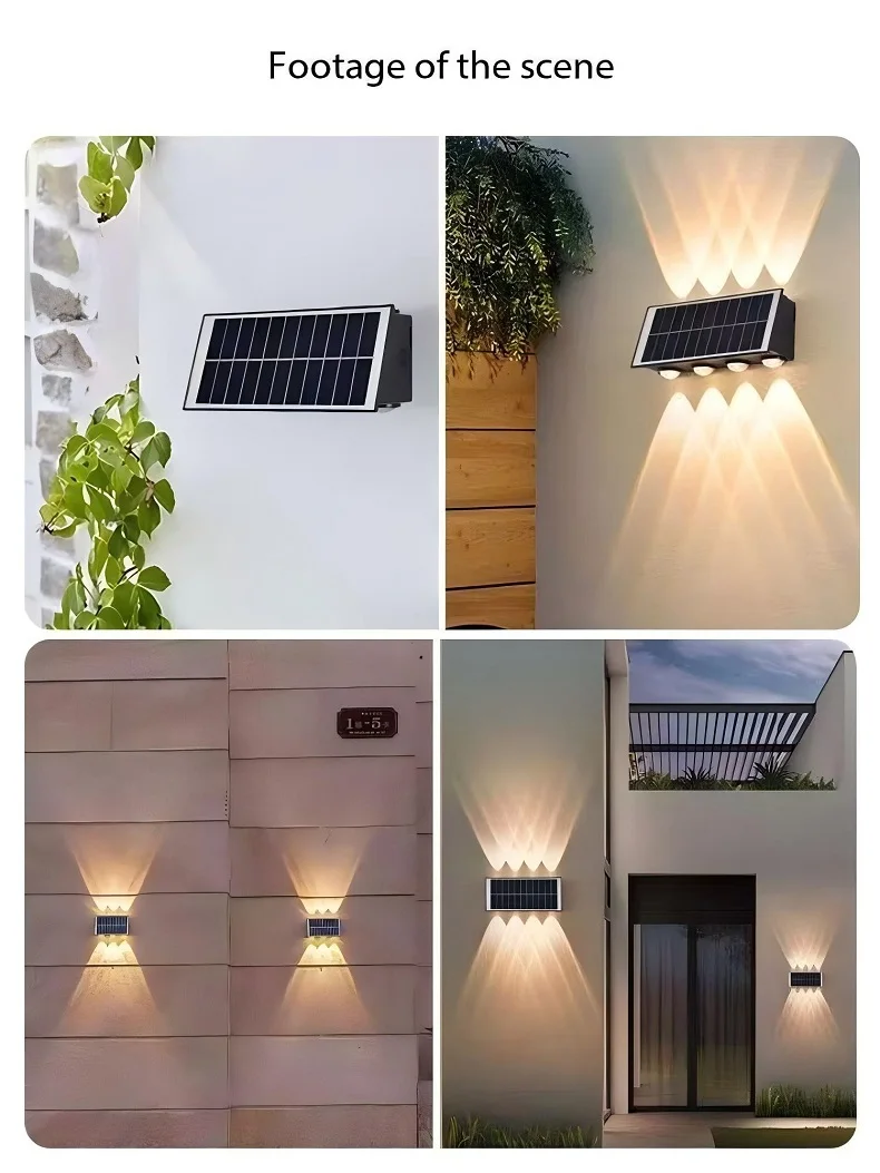Solar Garden Wall Light, Waterproof Wall Sconce, Up and Down Lighting, Villa Fence Wash Wall Light, Landscape Garden Spot Light