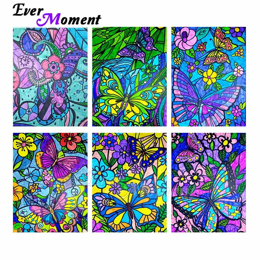 

Алмазная картина Ever Moment, синяя бабочка, полная квадратная смола, дрель, алмазный дисплей, украшение, бусины, искусство, ручная работа, S2F2699