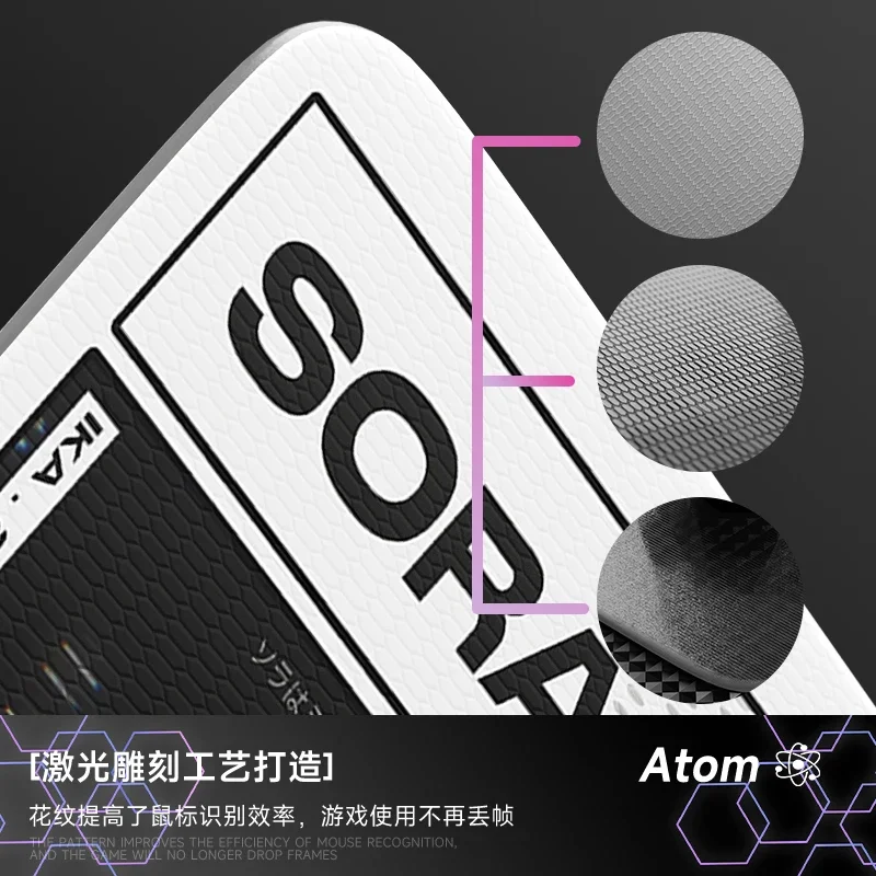 ATOM Tempered Glass Mouse Pads Manga Theme Pattern Laser Engraving Technology Desk Pad PC FPS Gaming Customized Hard Mouse Pads