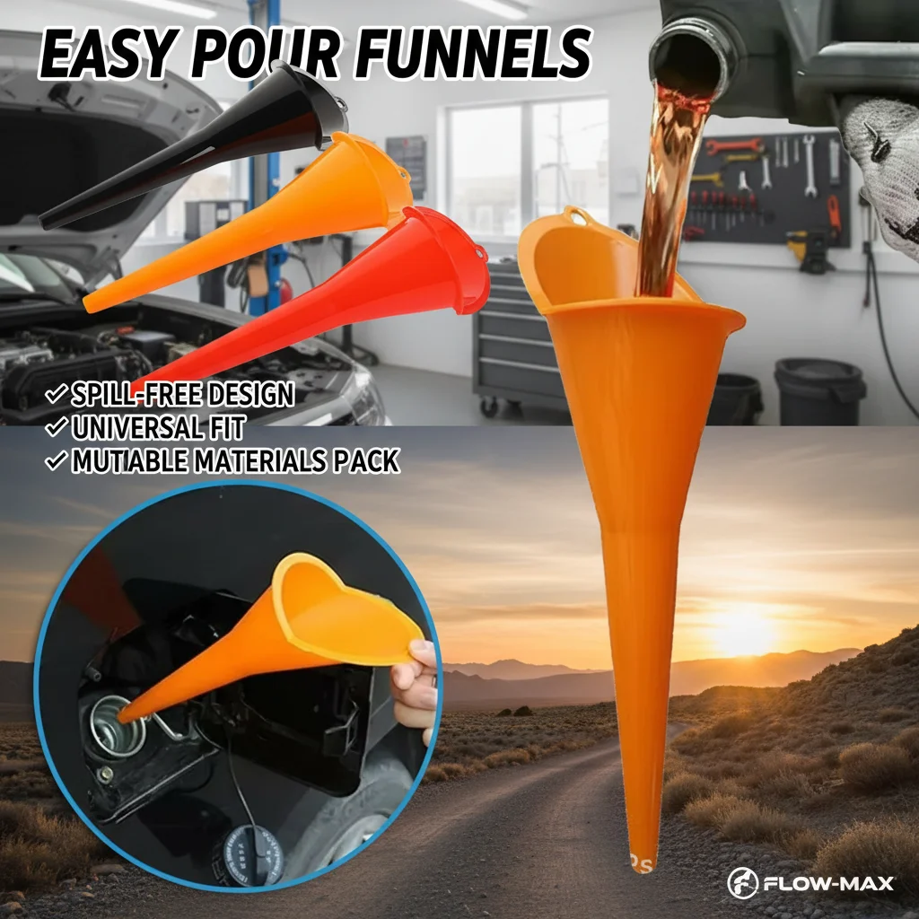 

Hand Free Refueling Funnel Small Caliber for Car And Motorcycle Engine Oil Fuel Bank Extended Funnel