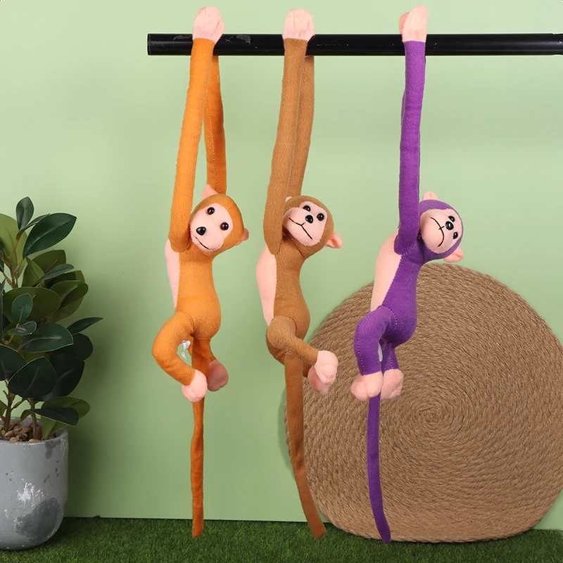 60cm Squeak Long Arm Tail Monkey Doll Soft Toy Baby Stroller Bedding Sleeping Toys Home Decoration Curtains Hanging Doll