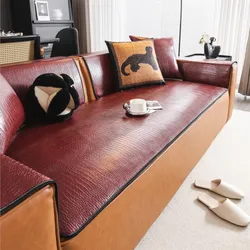 2024 Autumn Winter Home Non-slip Living Room PU Leather Sofa Cushion Couch Sofa Covers Waterproof Slipcover Funda Sofa Mats