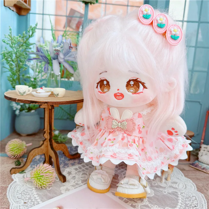 

Kawaii Cherry Skirt Idol Girl Doll for 20cm Cute Stuffed Pink Plush Doll Toy Clothes Suit Accessory Anime Soft Kids Toys Gifts