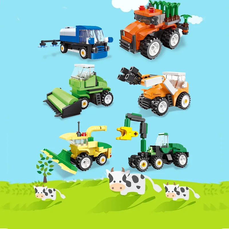 

Six agricultural machinery building block models suitable for boys and children aged 6-12 DIY assembled toys birthday gifts