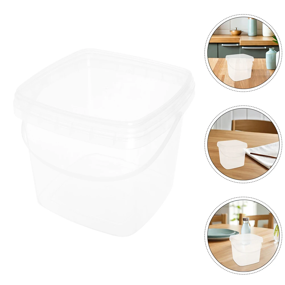 

Plastic Clear Bucket with Lid 1 Gallon Water Empty Paint Cans CAR WASH 2 Liters Pp Food Cow Feeder Storage Tubs