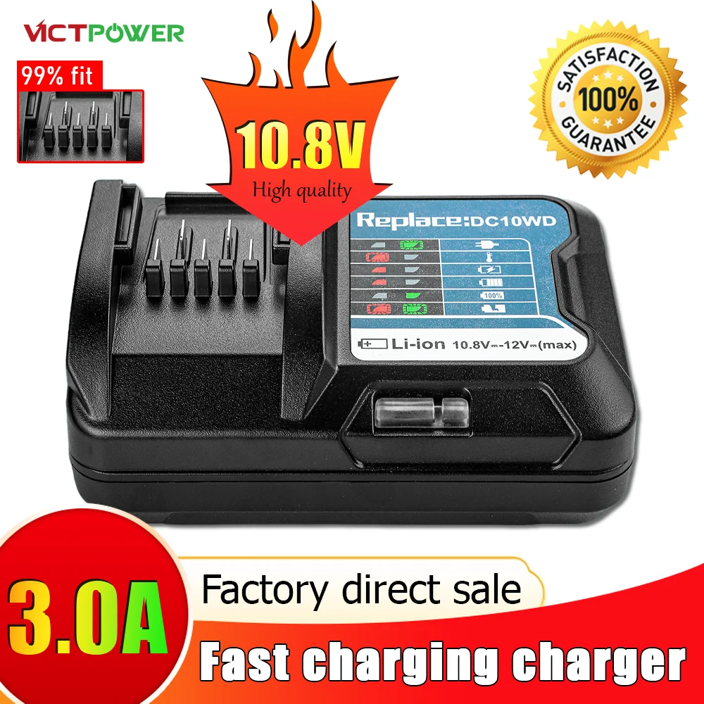

Victpower Battery Charger EU/US/UK/AU Plug For Makit 10.8V 12V DC10WD BL1016 BL1021B BL1041B Lithium Battery Replacement Charger