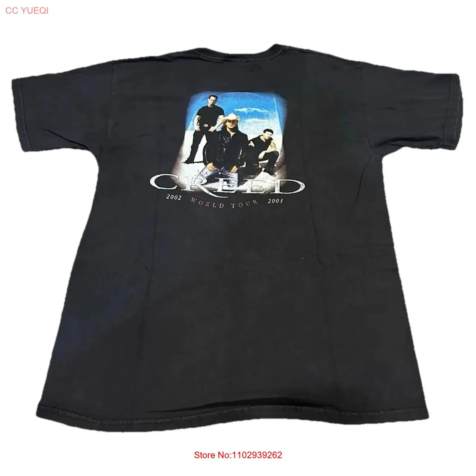 T-shirt vintage Creed 2002-03 Weathered World Tour Rock Band taille L, délavé, pour usage quotidien, vêtements de créateur