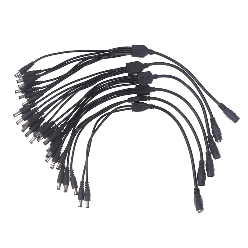 1Pc Cctv Beveiligingscamera 1 Dc Vrouwelijk Naar 2/3/4/5/6/8 Mannelijke Stekker Netsnoer Adapter Connector Toevoer Splitter Kabel Voor Ledstrip