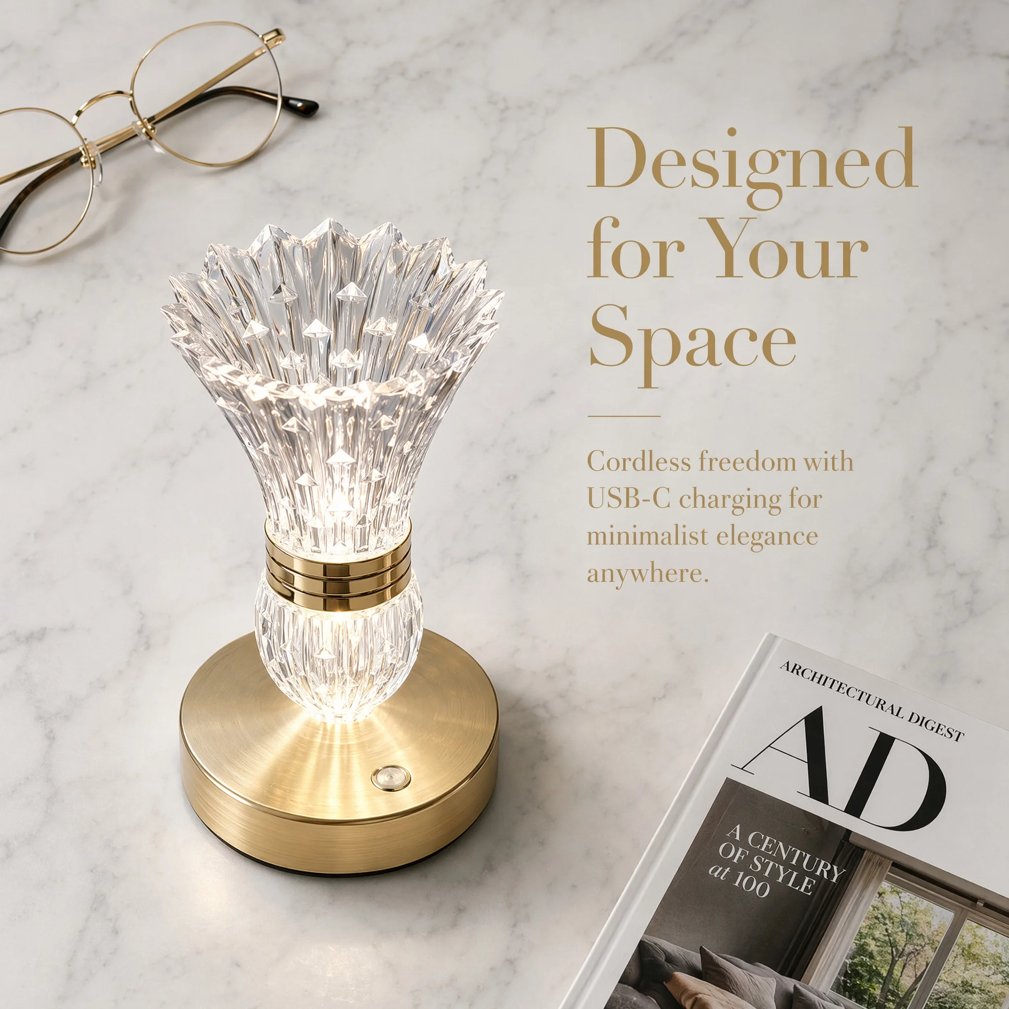 

Acrylic Touch Desk Lamp,Rechargeable Plant Decorative Dimmable Offices Table Lighting,Adjustable Brightness Artistic Night Light