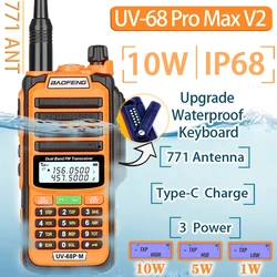 2023 New Baofeng UV-68 Pro MAX Waterproof  IP68 Walkie Talkie High Power CB Ham UHF VHF Long Range Upgrade Of UV9R Two Way Radio