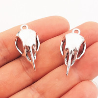 4pc 30*15mm Antique Silver Color 3D Hollow Skull Bird Head Charms Pendant Designer Charm Fit Jewelry Making DIY Jewelry Findings