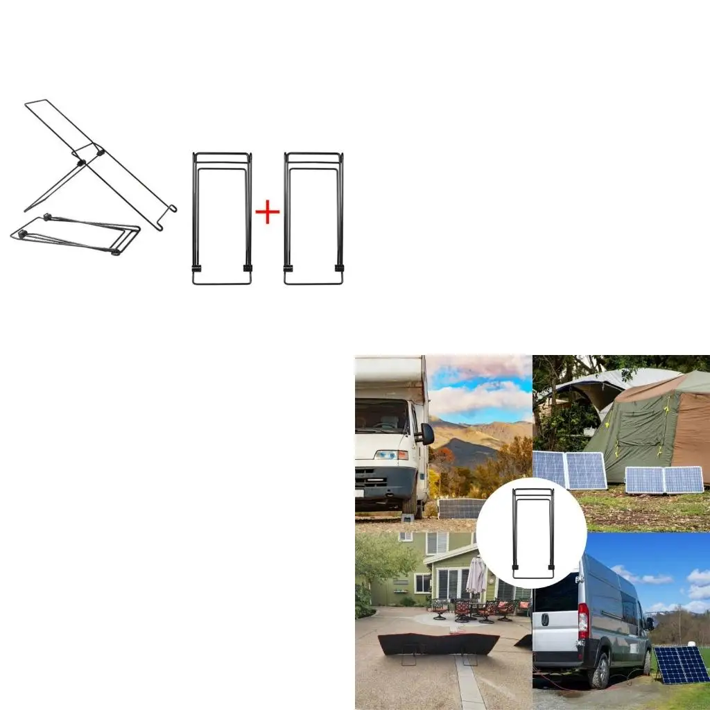 2Pieces Portable Solars Panel Holders Craft from High Strength Carbon Steel Materials for Camping Trip Daily Use high quality