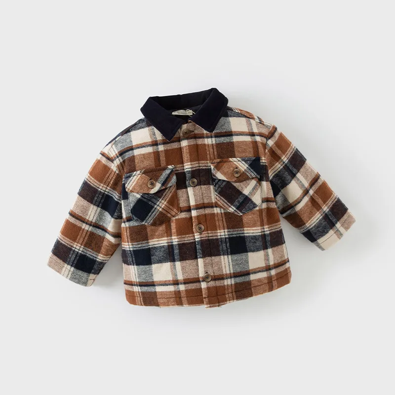 Dave Bella cappotto per bambini autunno inverno nuovo caffè Plaid giacca per bambini giacca imbottita in cotone per bambini ragazzi db42478