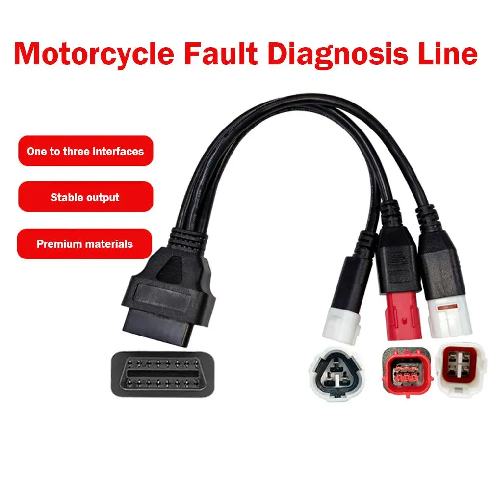 

Кабель-адаптер OBD2 16PIN для диагностики неисправностей мотоциклов, многоинтерфейсный диагностический инструмент для мотоциклов Yamaha, 1-в-3 Conne O8K2