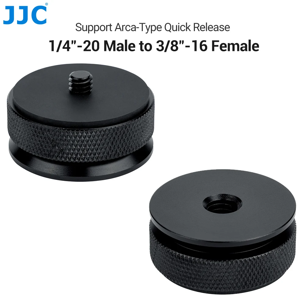 

JJC Arca-Type 1/4 to 3/8 Thread Screw Converter 1/4"-20 Male to 3/8"-16 Female Metal Adapter for Cameras Tripods Monopods Flash