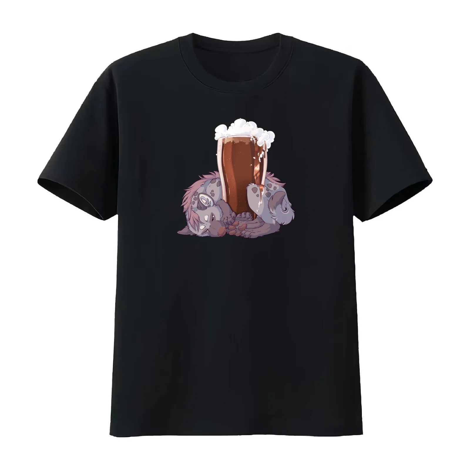 [Yeen Beer] Brown Pint T-Shirt Summer Casual Cotton Tee Oversized Streetwear Tops Vintage Graphic Print Unisex Men Women