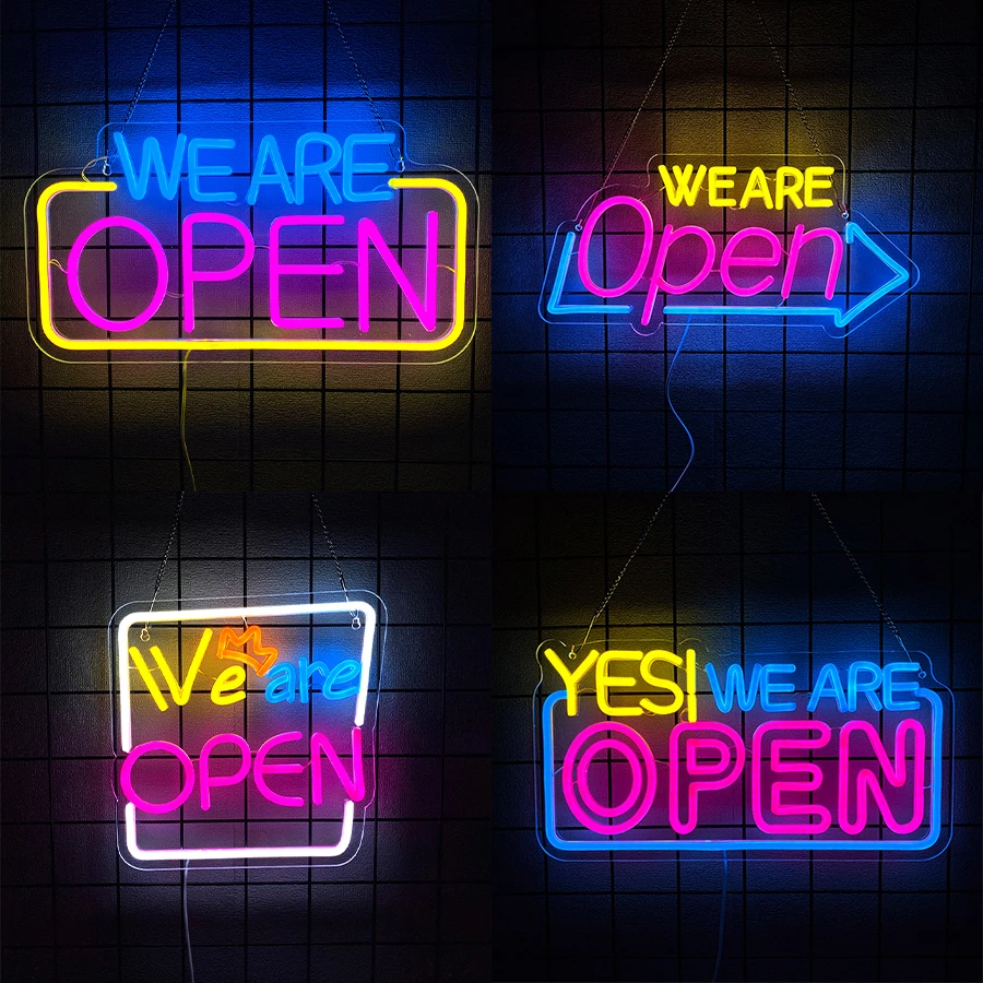 Letrero de neón de la serie We Are Open para decoración de pared, luz de neón Led para Karaoke, Bar, Club, restaurante, fiesta, cafetería, salón, sala de juegos, Hotel