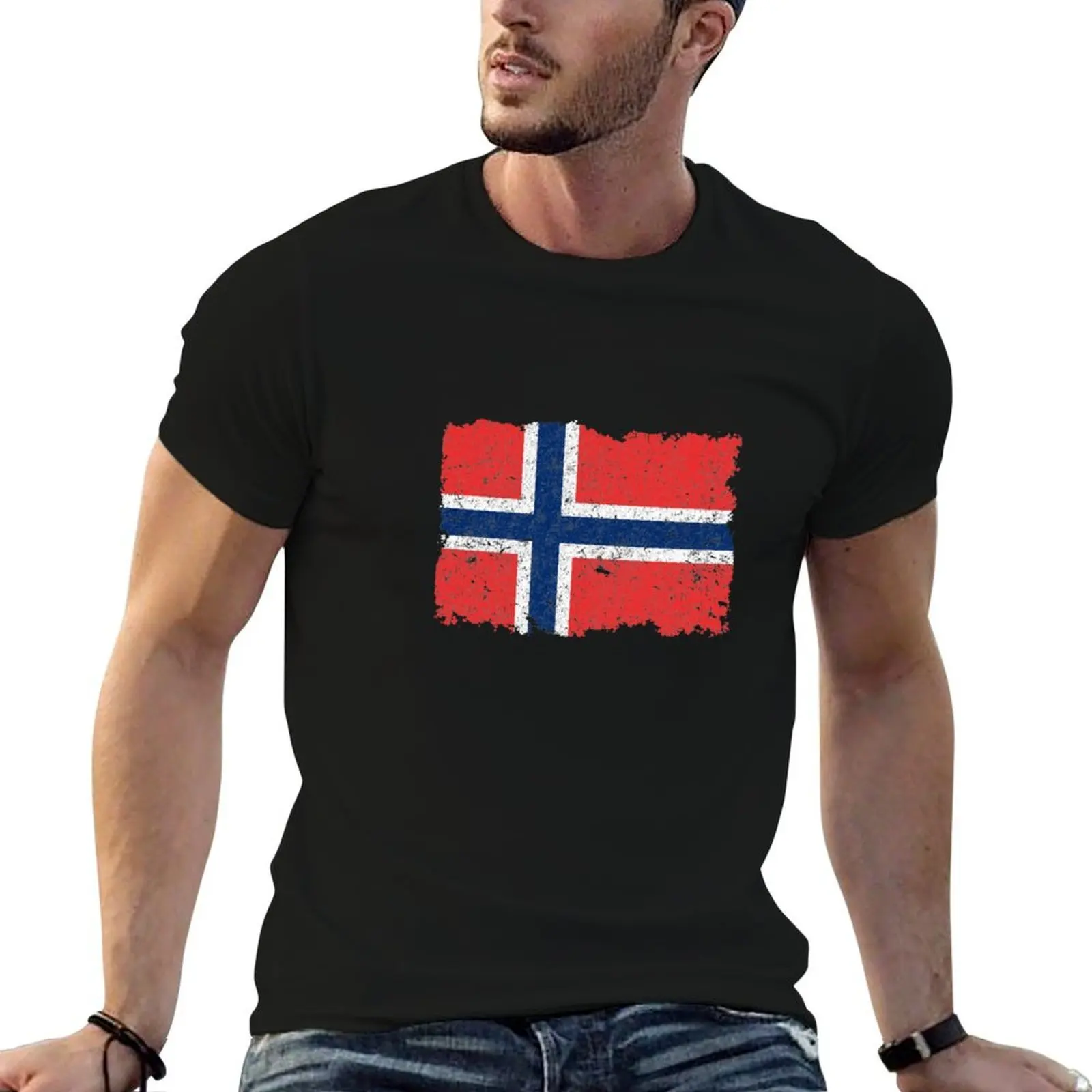 

Vintage Norway Flag T-Shirt men t shirt cotton 100% cotton t shirt pack T-Shirt