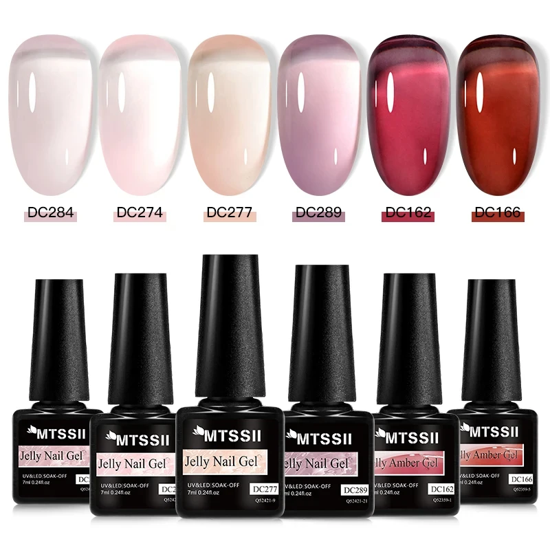 MTSSII 6 Teile/satz Jelly Gel Nagellack Gelee Transparent Rosa Grün Schwarz Blau UV Gel Nail art Lack Kit Frühling Maniküre Nägel