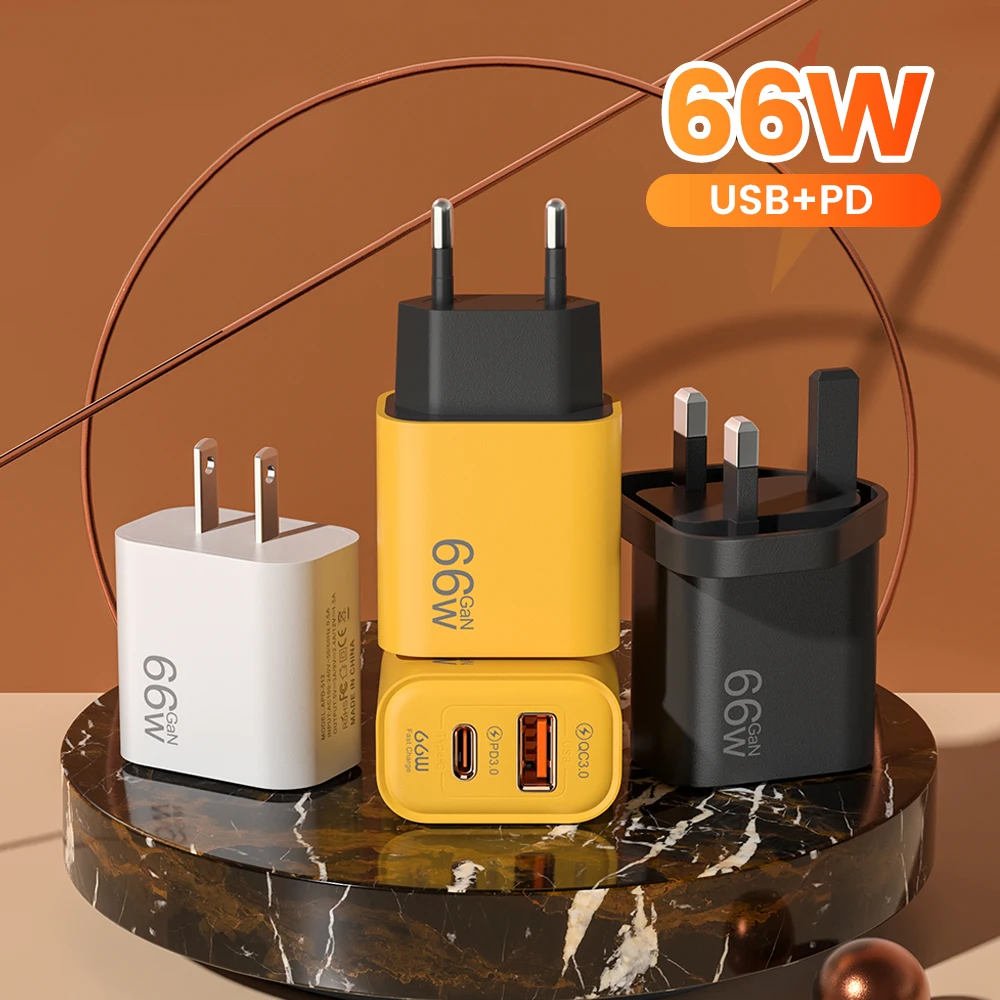 66W USB C Charger 2 Port QC 3.0 Fast Charging PD Charger Wall Adapter 66W USB To Type C Charging Data Cable For iPhone 15 Xiaomi - Image 2