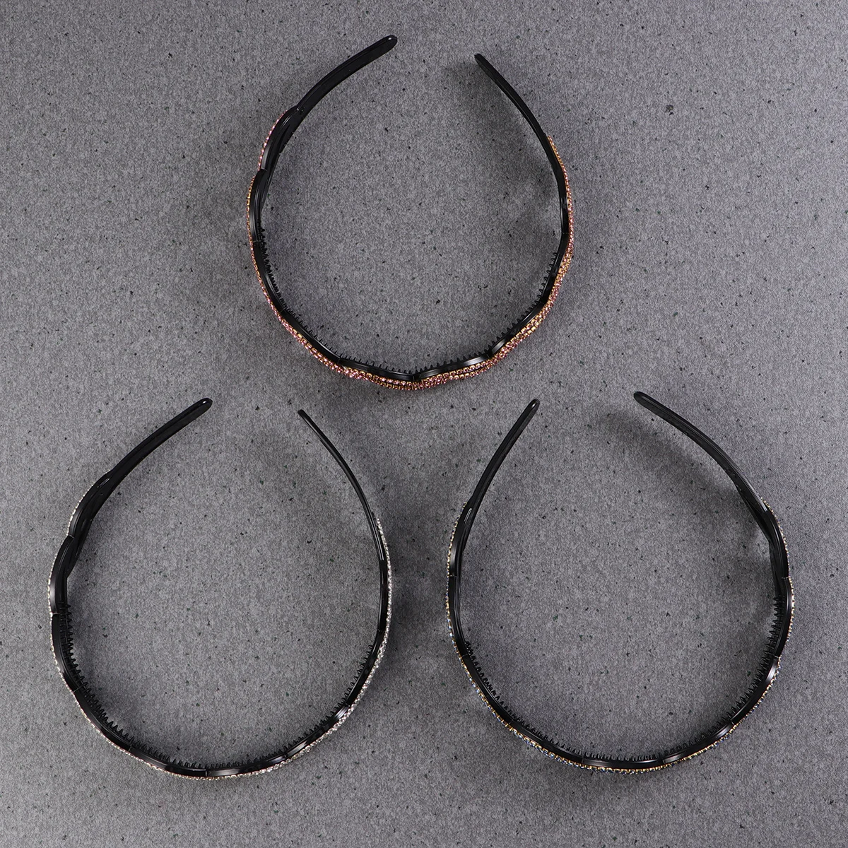 

3Pcs Anti-Slip Rhinestone Headband for Women Crystal Hair Band Dazzling Decorative Hair Accessory for Beach Party Banquet