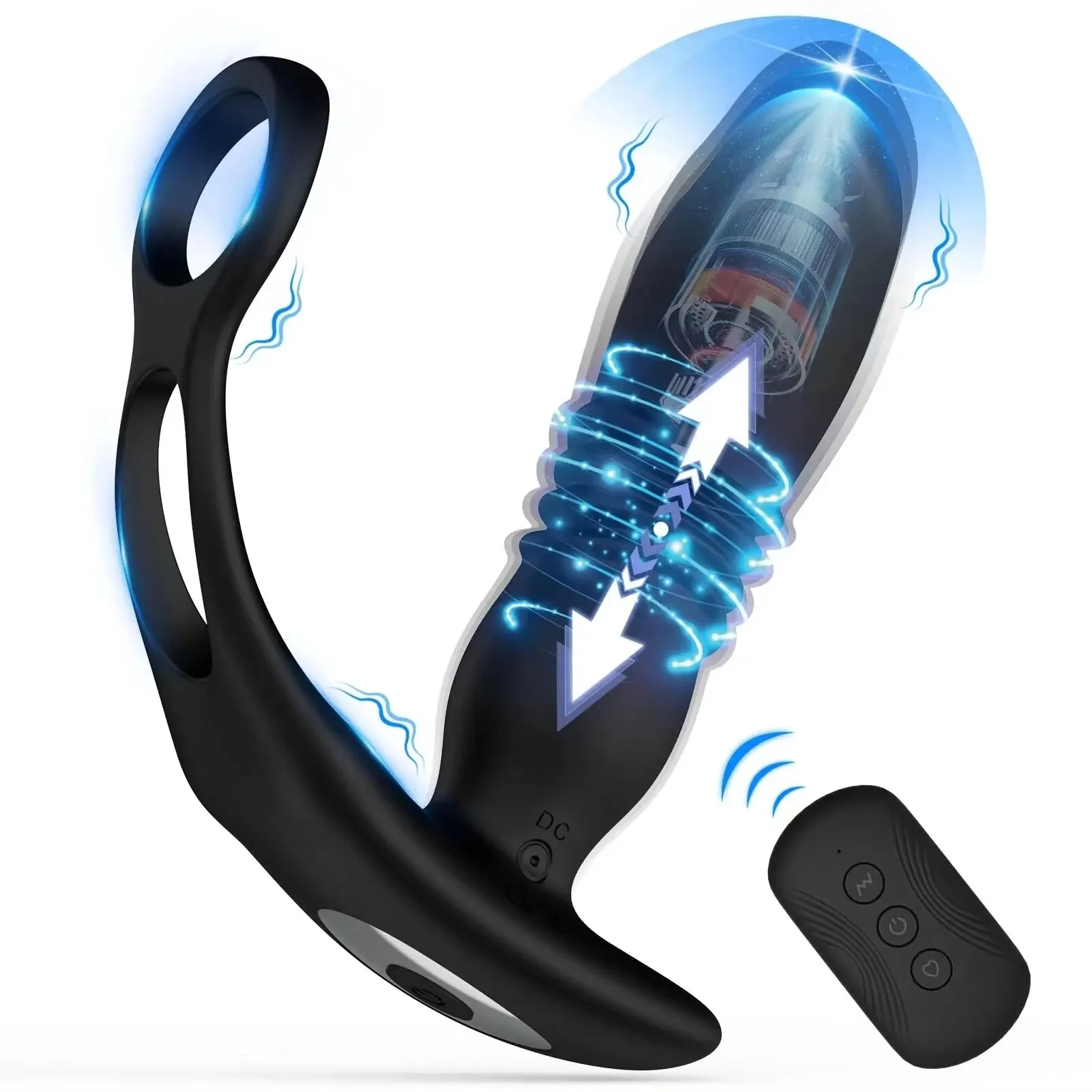 Telescopische Dildo Anale Vibrator Mannelijke Prostaat Massager Vertraging Ejaculatie Penis Ring Butt Plug Speeltjes voor Mannen Gay 18 +