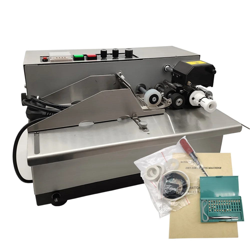 Stainless steel body hot ink roller coding machine MY-380F for individual pouches date printing