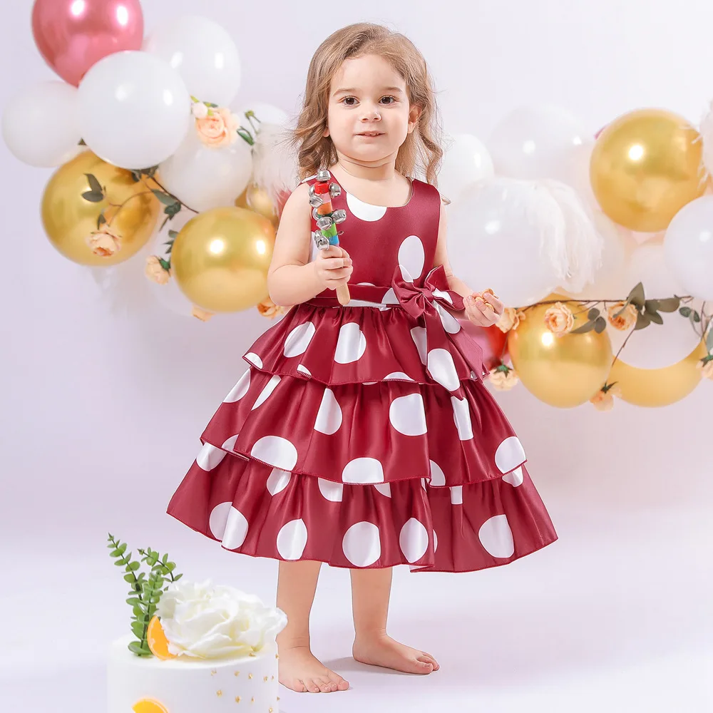 Baby Girl Princess  Polka Dots Dress Tutu Ball Gown Kids Wedding Birthday  Party Kids Girls Halloween Costume Christmas Dresses