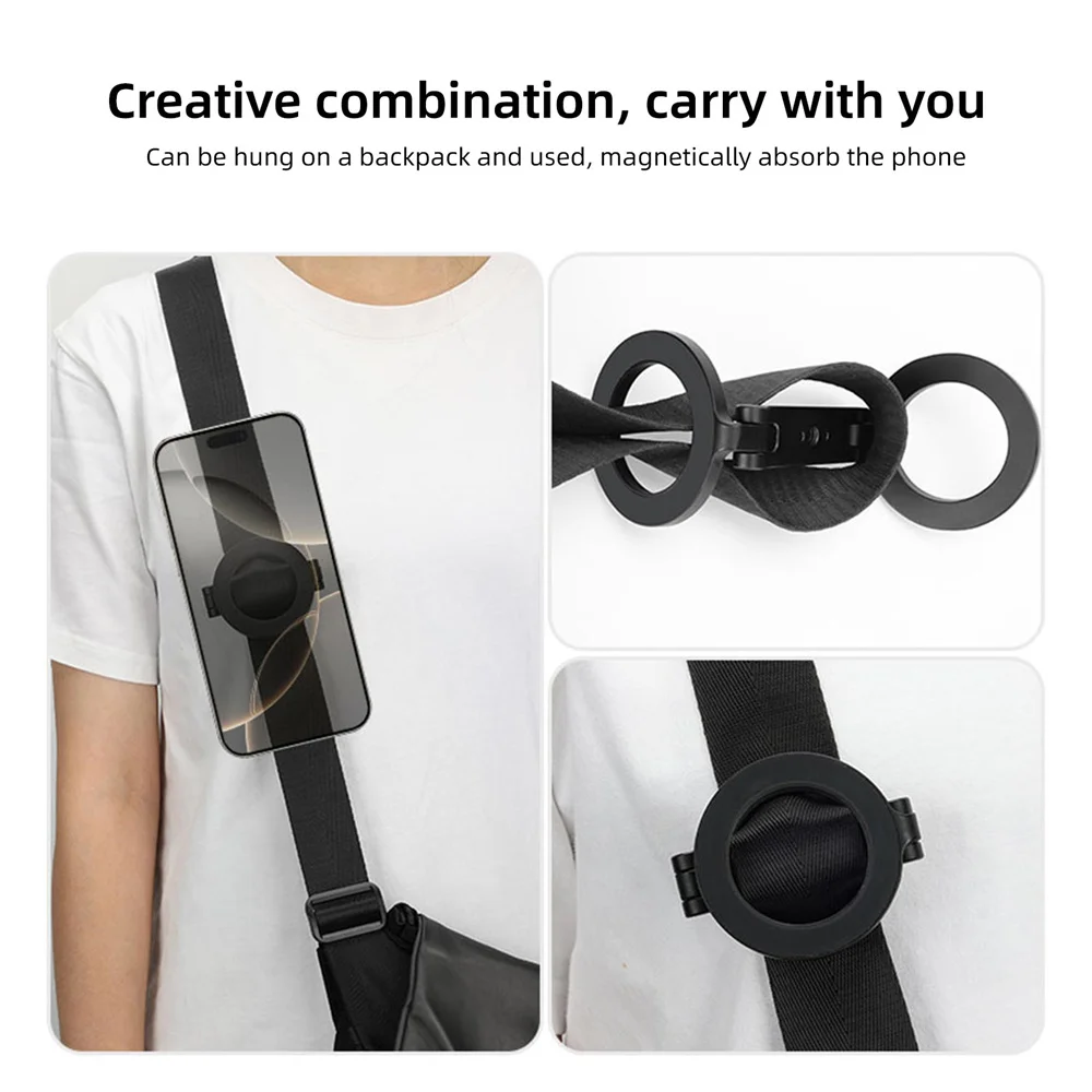 VRIG 両面磁気電話ホルダー 多機能マグネットグリップ ジムカーホルダー 1/4 固定三脚マウント付き iPhone 16 15 Android用