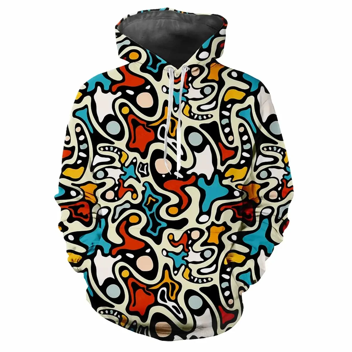 Trendy men's Hoodie Printed Letters Patterns Digital Printing Casual Long Sleeved Hooded Thick Fabric Tops