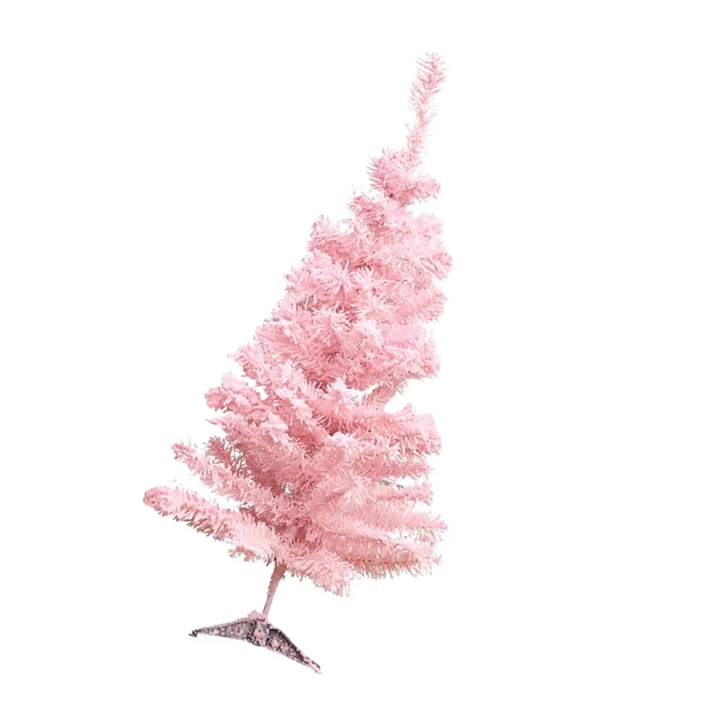 Christmas Desktop Mini Tabletop Tree Artificial Pink Sisal Snow Cedar for Decor