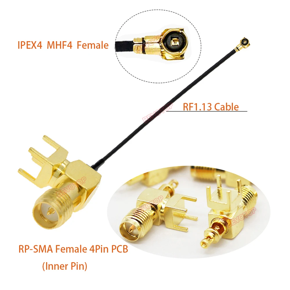 10PCS/LOT SMA to  RF1.13 Cable 4Pin PCB RP-SMA /SMA Female to 1 / 4 (4) Female Jack WIFI Antenna Extension Jumper