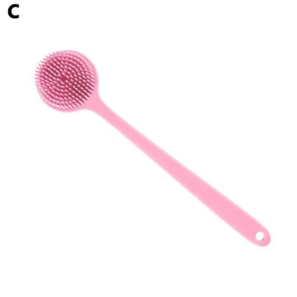 1pcs Silicone Long Handle Bath Brush Body Shower Scrubber Massage Cleaning Scrubbers Back Multifunction Brushes Accessories K2M0