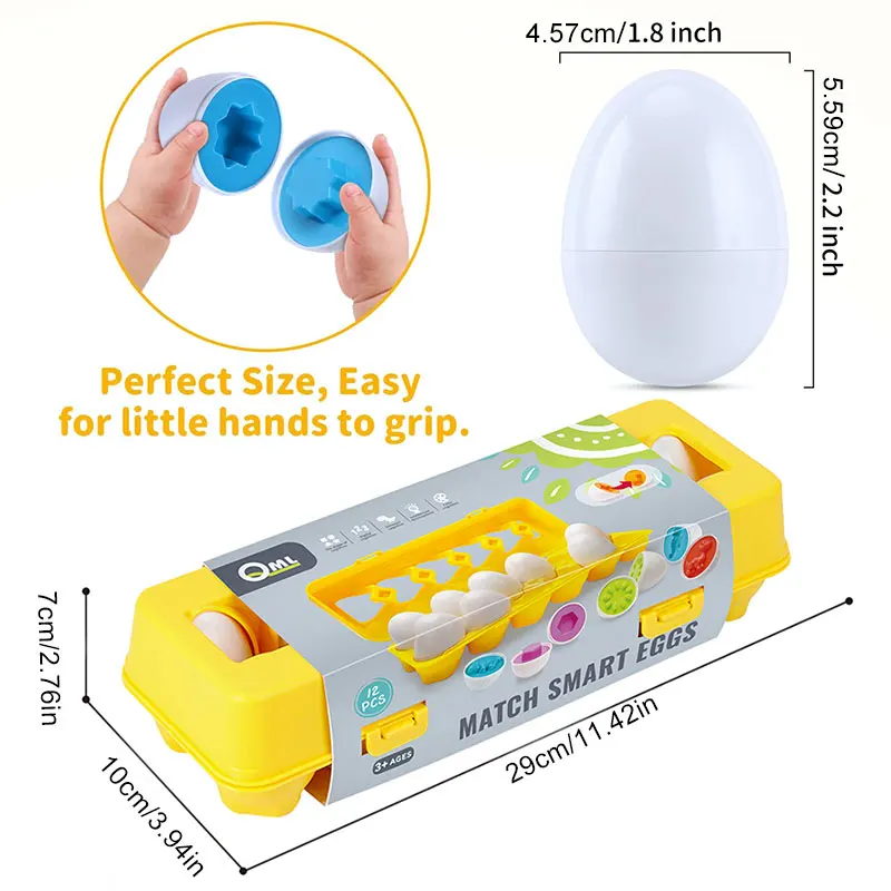 Matching Eggs 12 Piece Color and Shape Remoulding Classifier Puzzle Suitable for Toddler Easter Travel Game Early Learning Fine