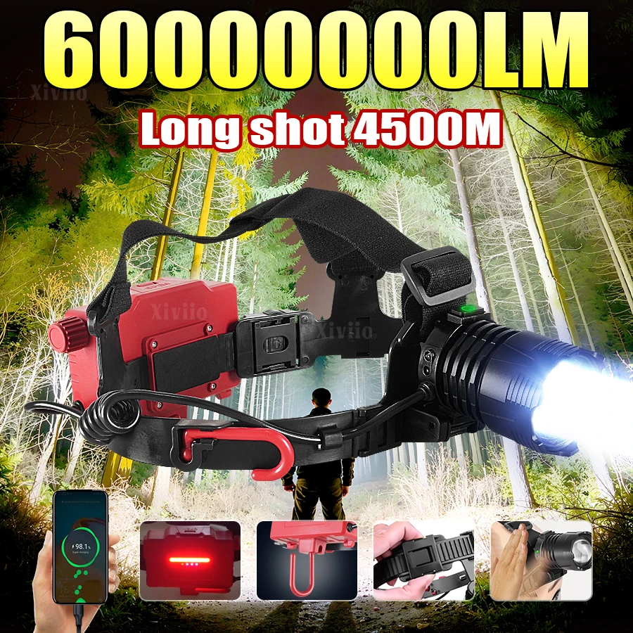 

60000000LM Powerful Induction LED Headlamp Rechargeable COB Head Flashlight Work Light Outdoors Camping Search Light Head Torchs