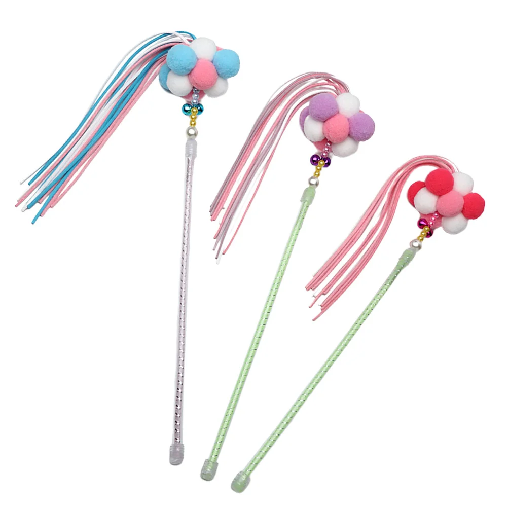 

3pcs Cat Teaser Ball Tassel Interactive For Cats Kitten Cat Supplies Play Strengthen Bond Bright Color Durable