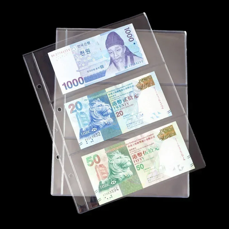 

2/3/4 Slot 10Pcs Banknote Collection Bag Coin Banknote Album Page Collection Sleeve Loose-leaf Paper Album Protector for Storage