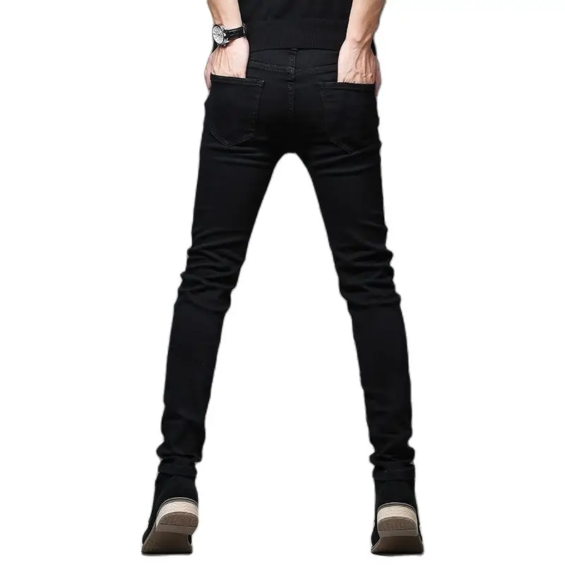 Pantalones vaqueros ajustados informales para hombre, Jeans rectos de alta calidad, color negro, moda de motorista