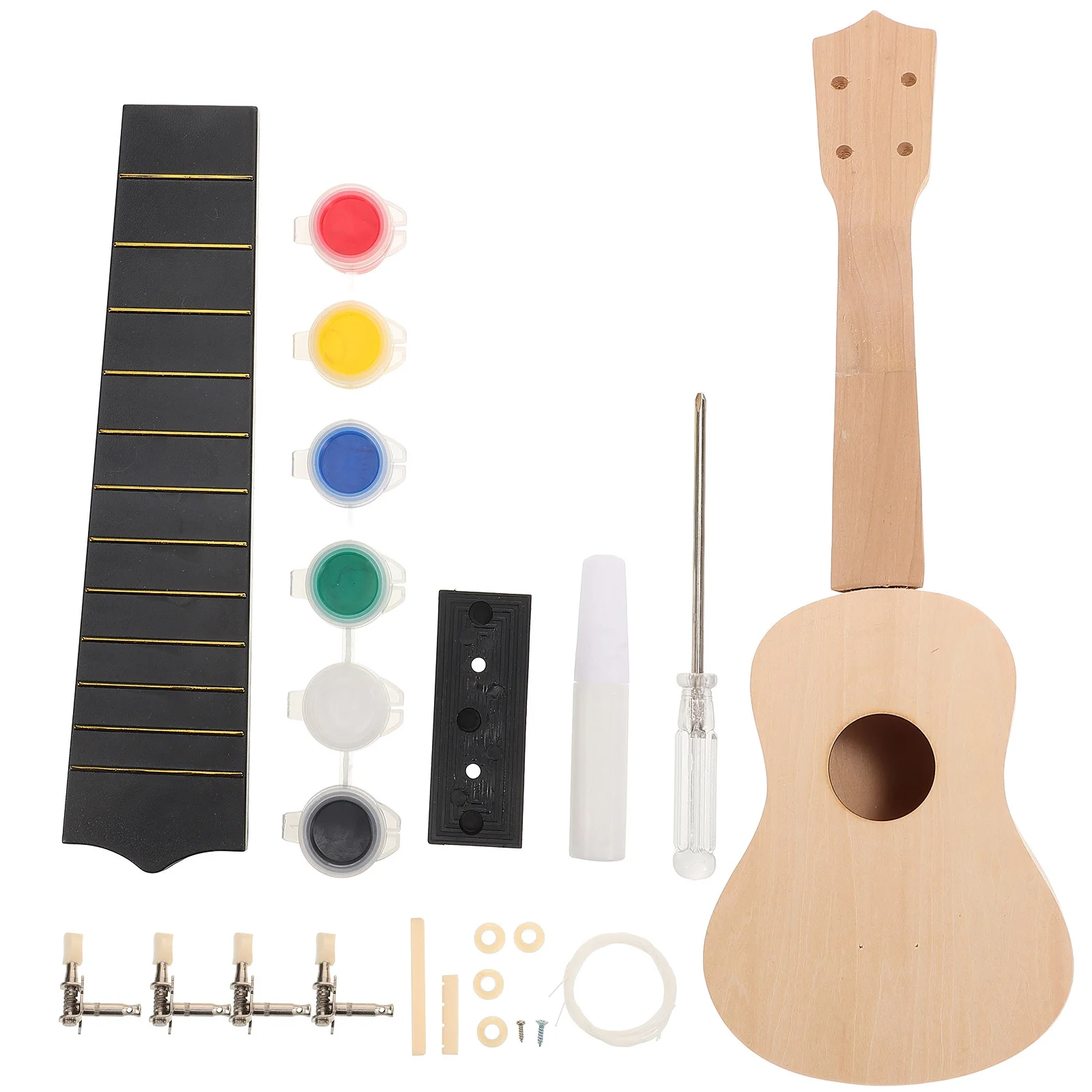 

Painted Ukulele DIY Kit Unpainted Wooden Assembly Kids Instrument Handmade Craft Musical Gift Beginner Friendly Four String