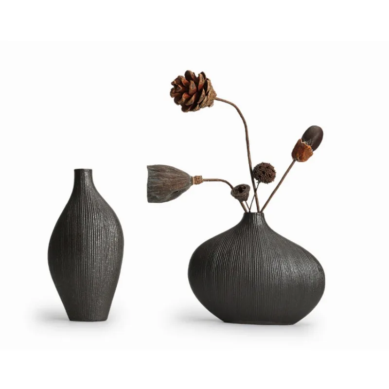 

Creative Aesthetic Ceramic Vase Japanese Retro Decorative Item Dried Flower Arrangement Modern Minimalist Tea Ceremony Accessory