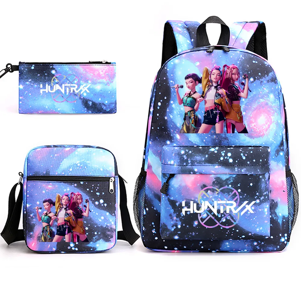

Huntrix Sajaboys Printed Cosplay Backpacks KPop Demon Hunters Three Pieces School Pencil Case Shoulder Bags Costume Accessories