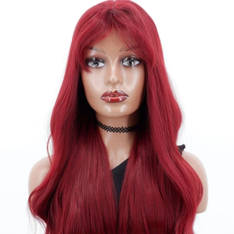 Wig Headpiece Fashionable Middle Parted Bangs Long Straight Curly Hair