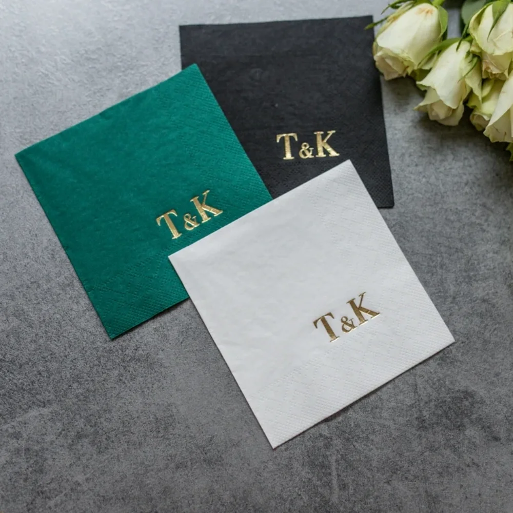 80 pcs Custom wedding Napkins,Gold foil,Custom Napkins,napkins for wedding,Monogramed Napkins,cocktail napkins,Beverage Napkins