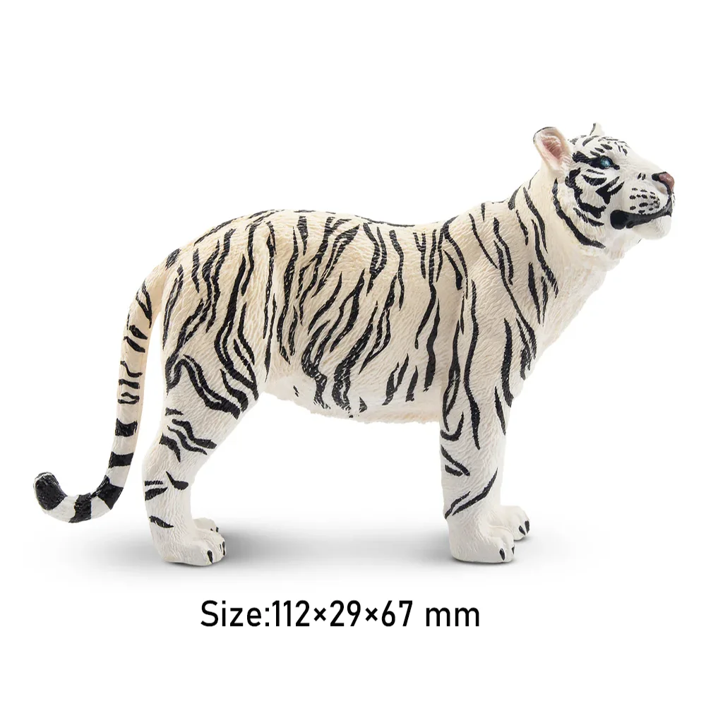 Toymany Simulation Staning White Tigress Wildlife  Animal Model Toy Mini Figures Dolls Action Figurines Toys Children Gift