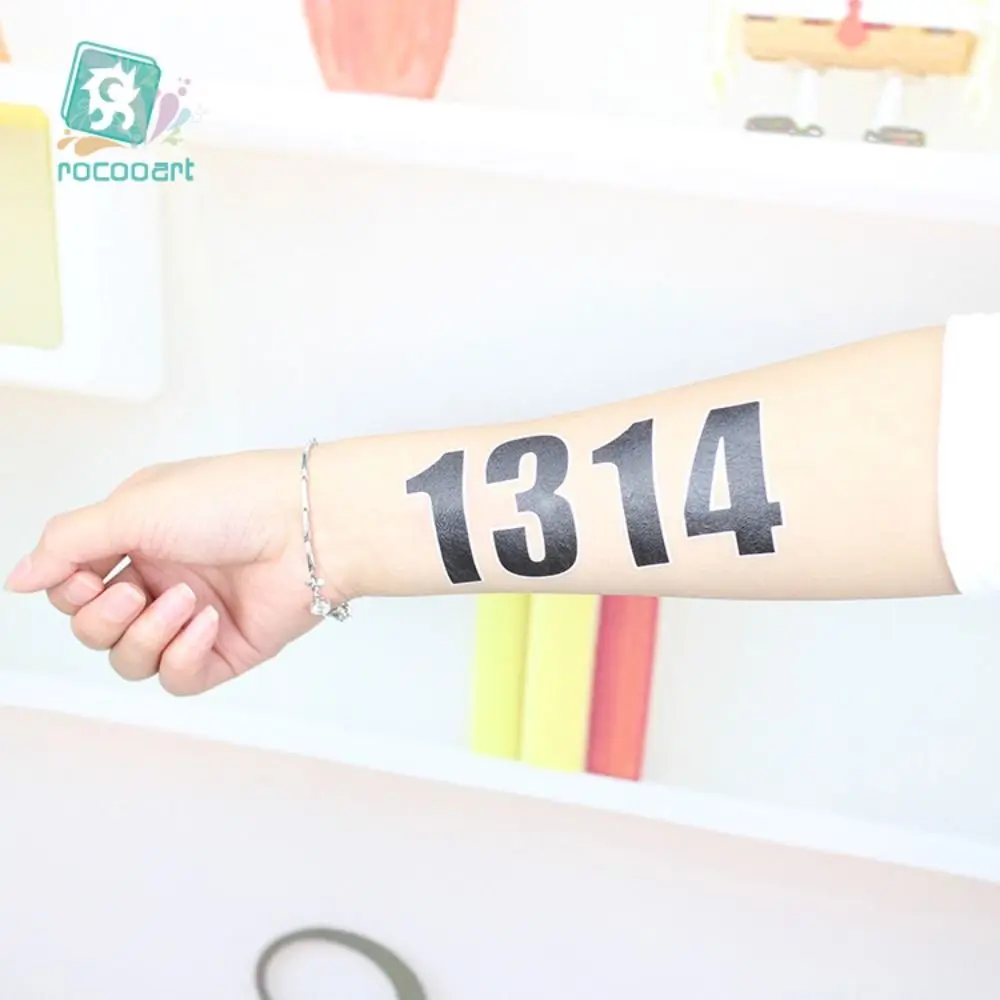 1PC Fun European Football Championship Temporary Tattoo Alphabet Black Numbers Sticker Waterproof Football Fake Tattoo Face