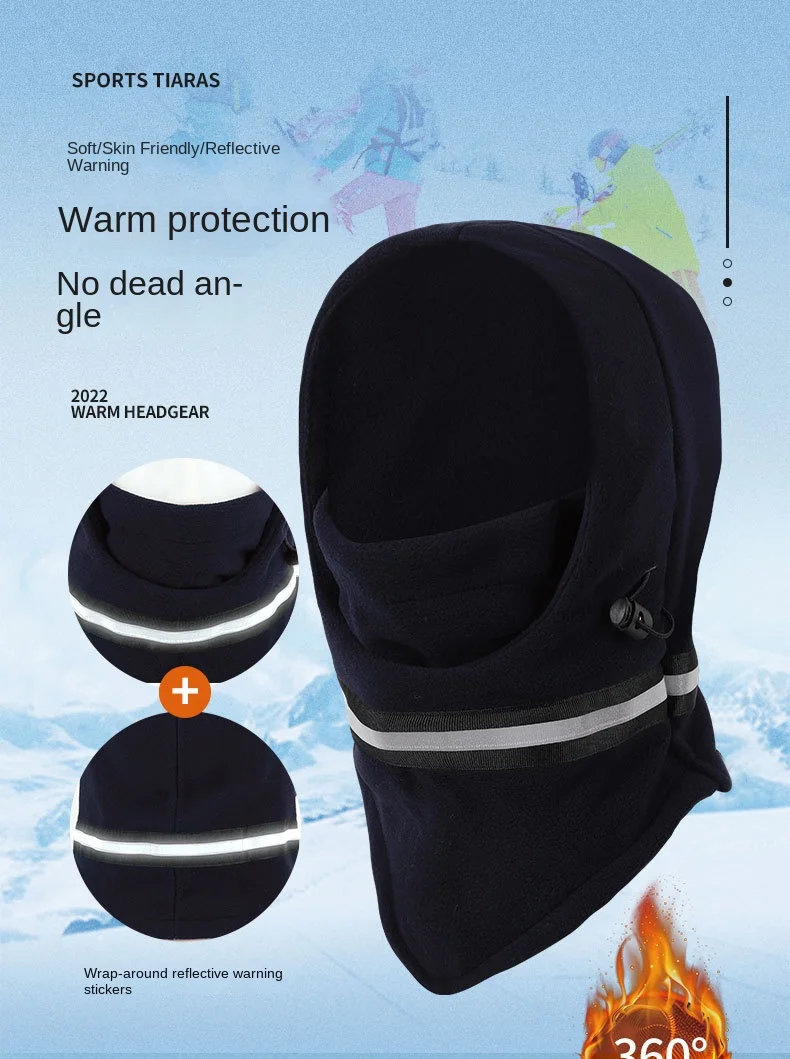 Männer HiGH Sichtbarkeit Reflektierende Winter Thermo Fleece Sturmhaube Maske Ski Motorrad Vollgesichtsmaske Halsabdeckung Winddicht – Detail 5