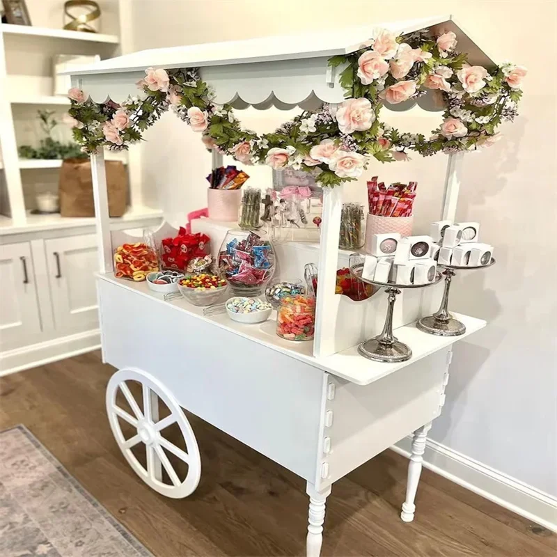 Hot selling cylindrical mobile float candy cart display rack with wheels