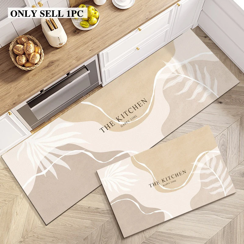 Kitchen Carpet PVC Waterproof Oil-Proof Non-Slip Leather Floor Mat Leaf Pattern Rug Long Size American Style Home Decor Rugs